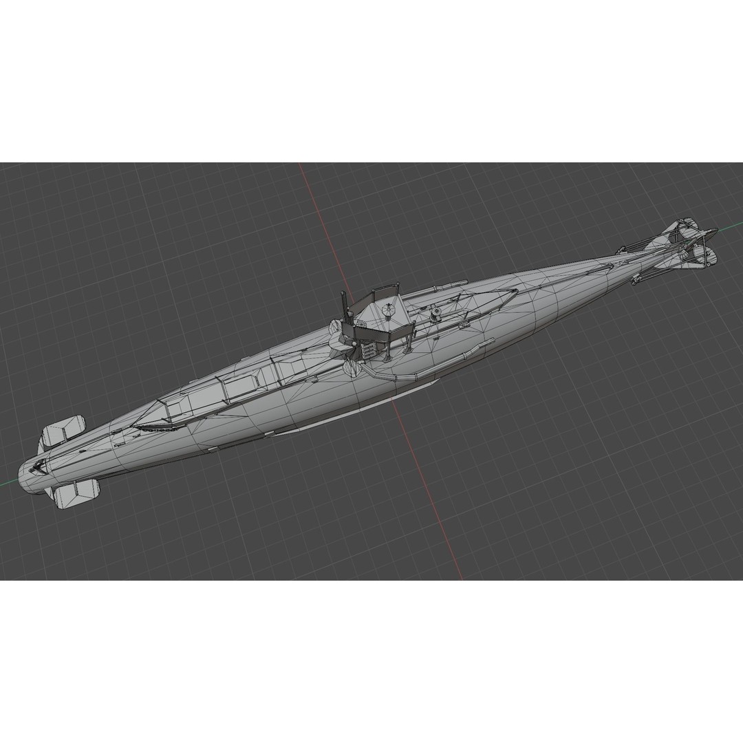 British B-Class Submarine 3D Model – Low Poly Game Asset, FBX, Blender - View 23