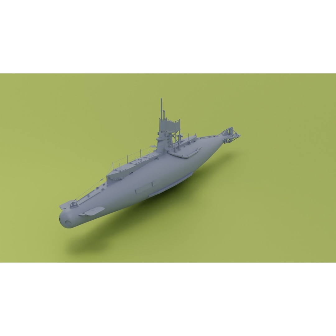 British B-Class Submarine 3D Model – Low Poly Game Asset, FBX, Blender - View 5