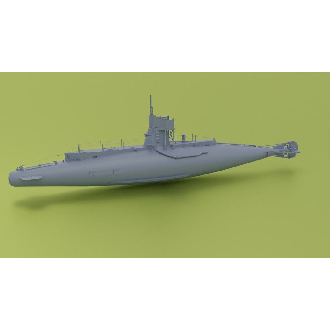 British B-Class Submarine 3D Model – Low Poly Game Asset, FBX, Blender - View 6