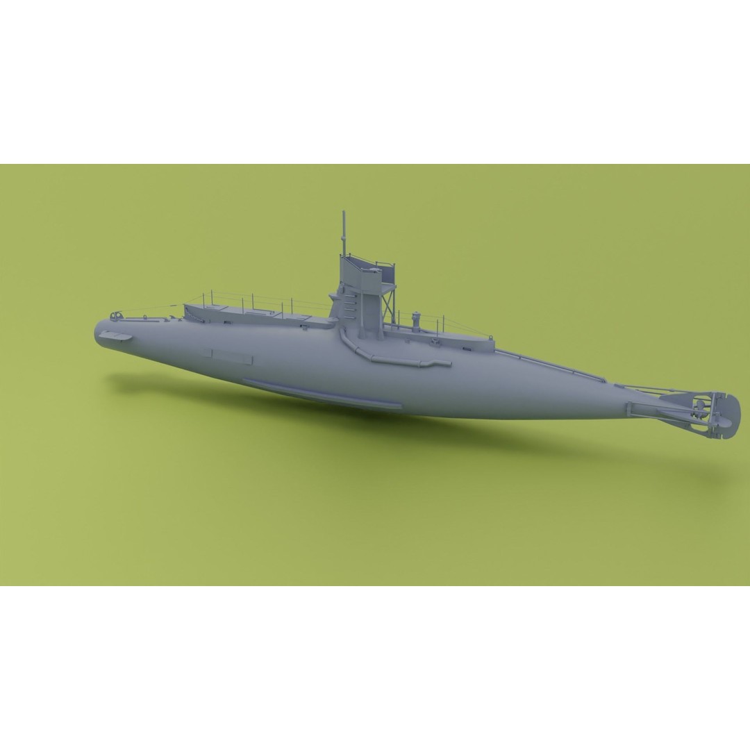 British B-Class Submarine 3D Model – Low Poly Game Asset, FBX, Blender - View 7