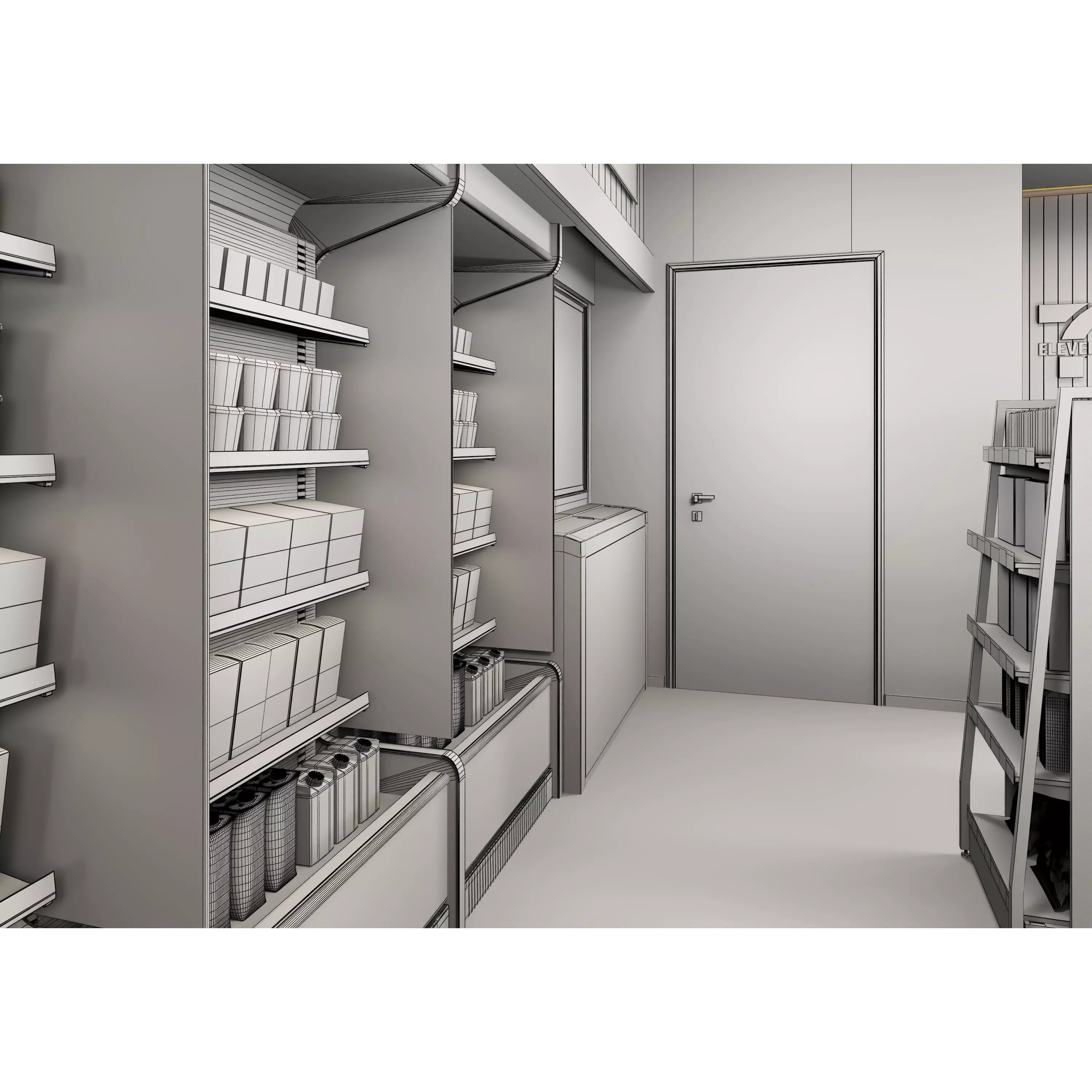 Convenience Store - Low-Poly Game-Ready 3D Model - View 24