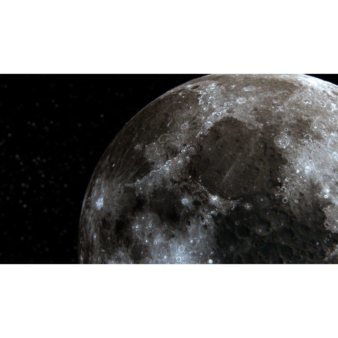 Photorealistic Moon 3D Model – High Poly PBR Asset, FBX, OBJ - View 14