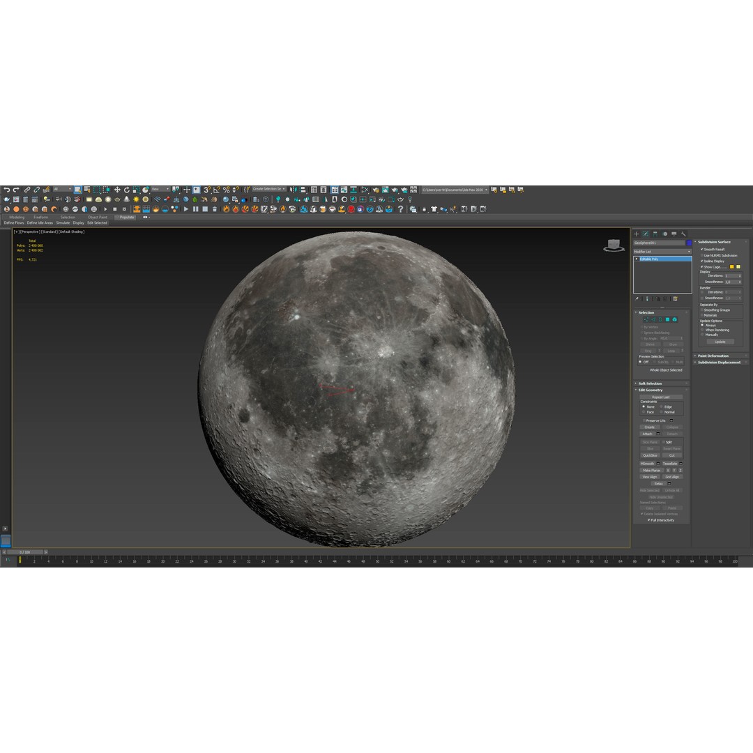 Photorealistic Moon 3D Model – High Poly PBR Asset, FBX, OBJ - View 26
