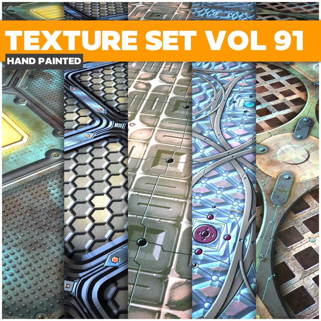 Stylized Sci-Fi Textures 3D Model – PBR Game Asset, PNG - View 2