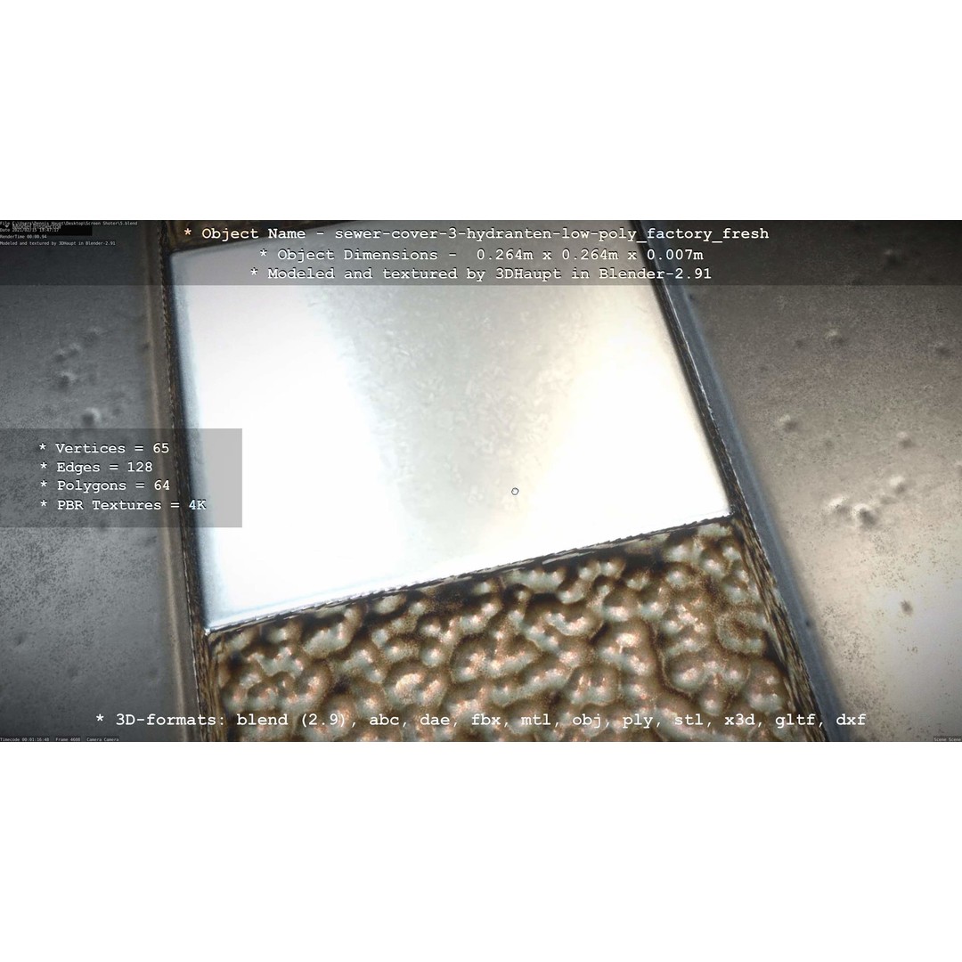 Sewer Cover 3 Hydrant 3D Model – Clean Low-Poly Asset, FBX, OBJ - View 32
