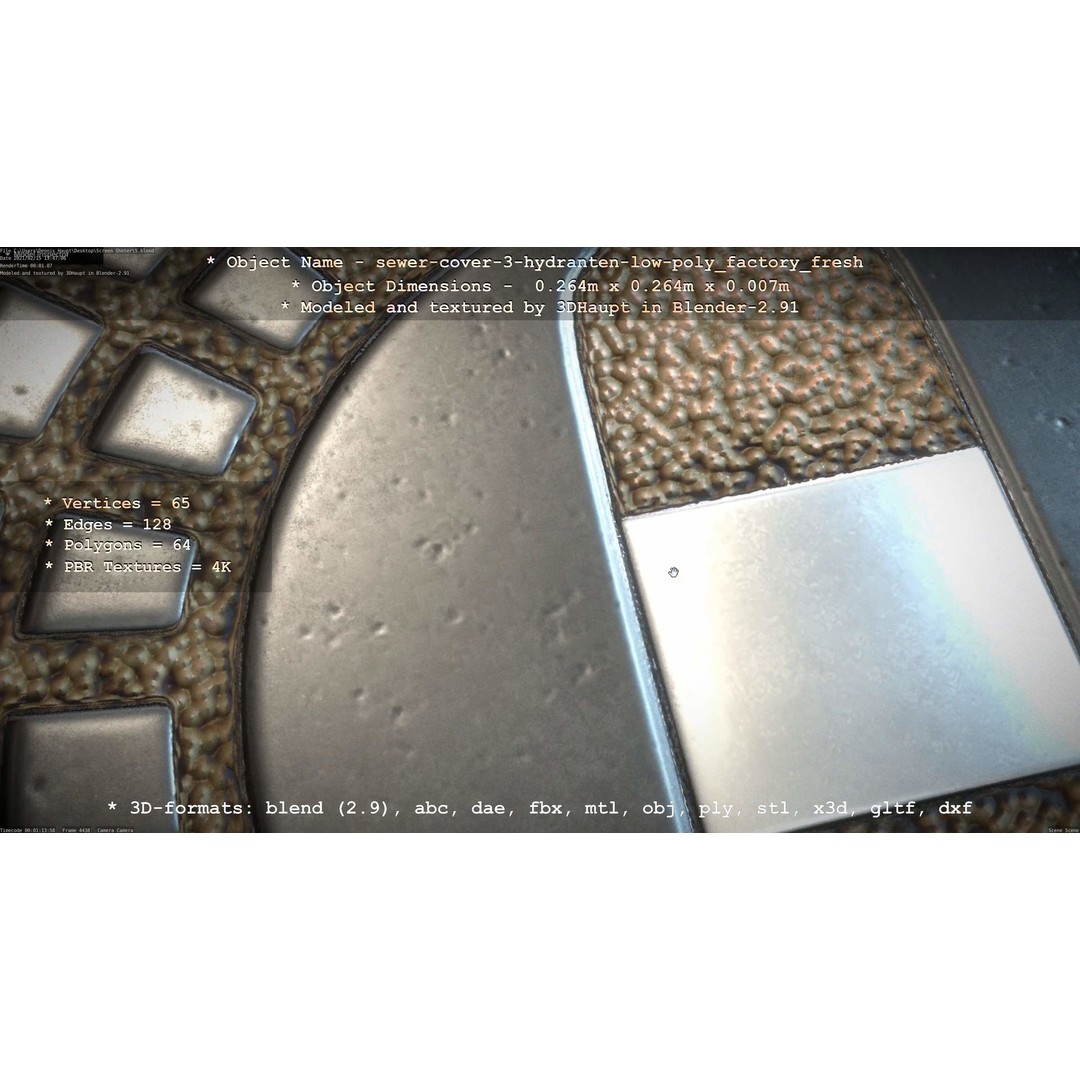 Sewer Cover 3 Hydrant 3D Model – Clean Low-Poly Asset, FBX, OBJ - View 62