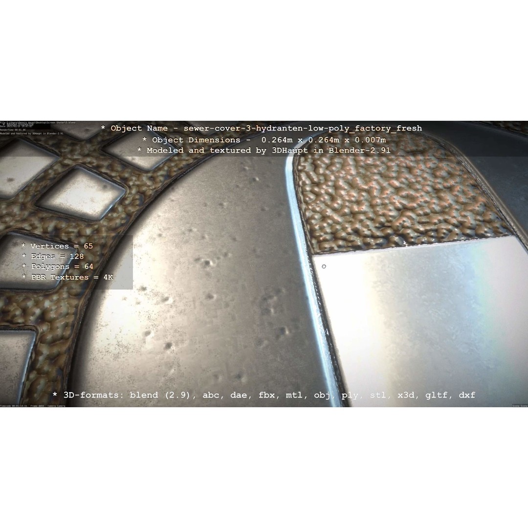 Sewer Cover 3 Hydrant 3D Model – Clean Low-Poly Asset, FBX, OBJ - View 63