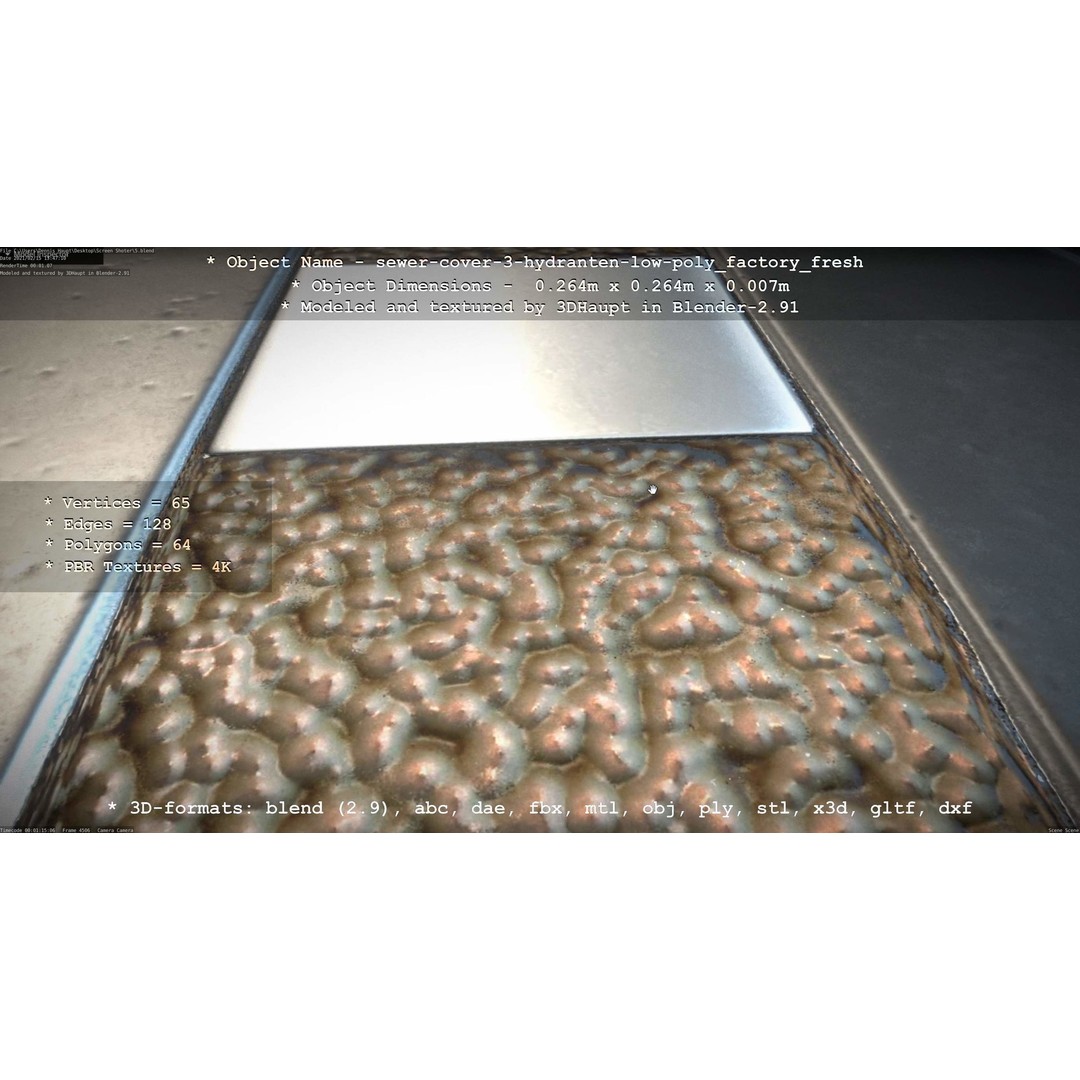 Sewer Cover 3 Hydrant 3D Model – Clean Low-Poly Asset, FBX, OBJ - View 65