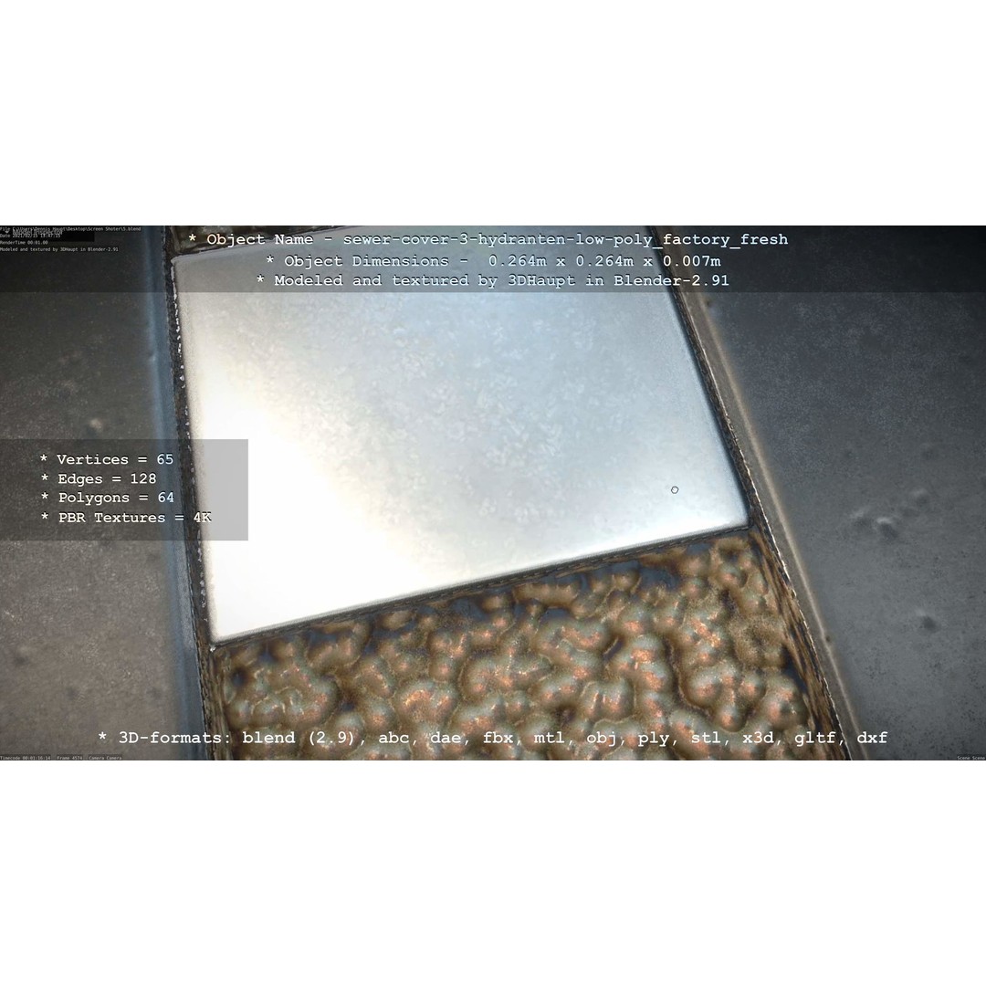 Sewer Cover 3 Hydrant 3D Model – Clean Low-Poly Asset, FBX, OBJ - View 69