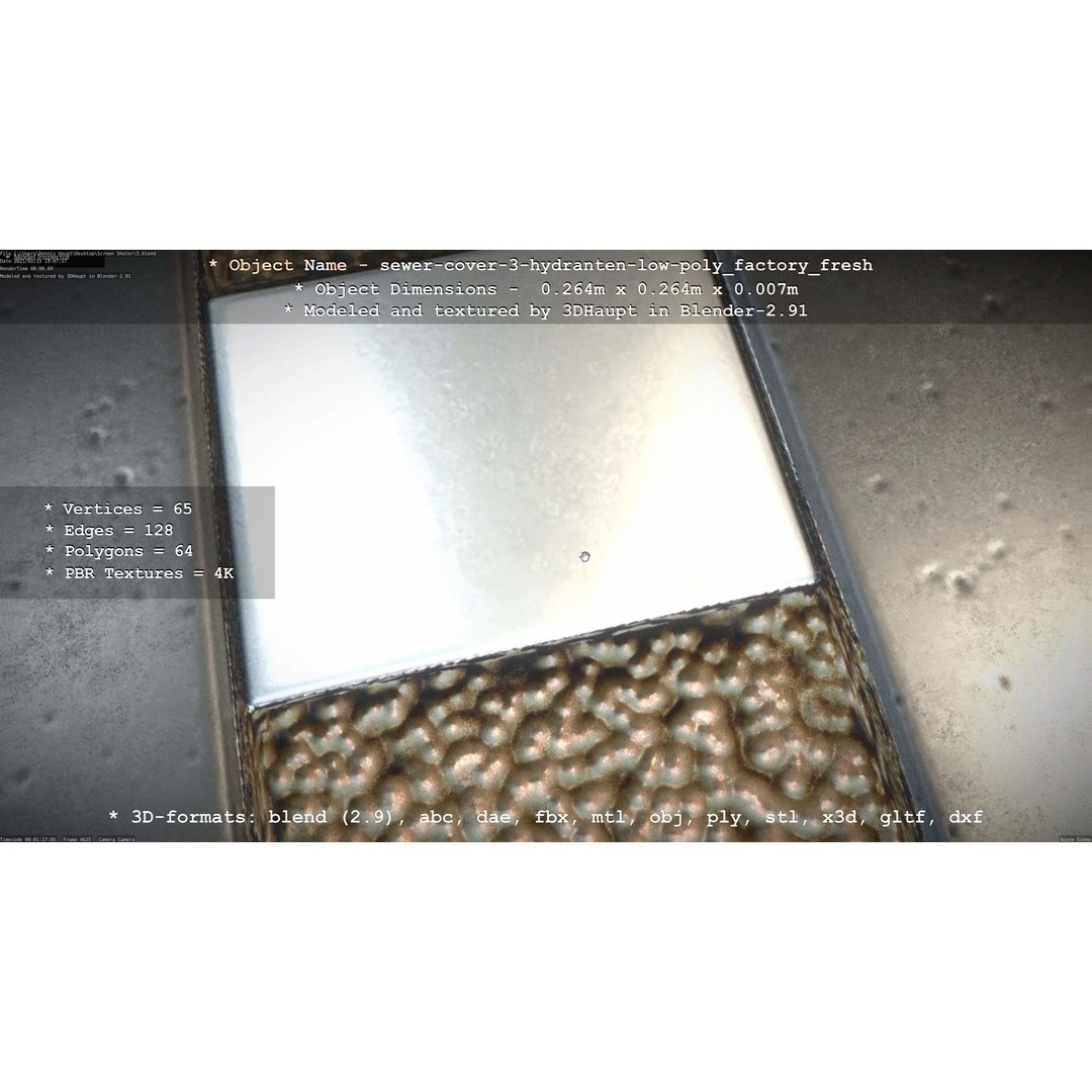 Sewer Cover 3 Hydrant 3D Model – Clean Low-Poly Asset, FBX, OBJ - View 70