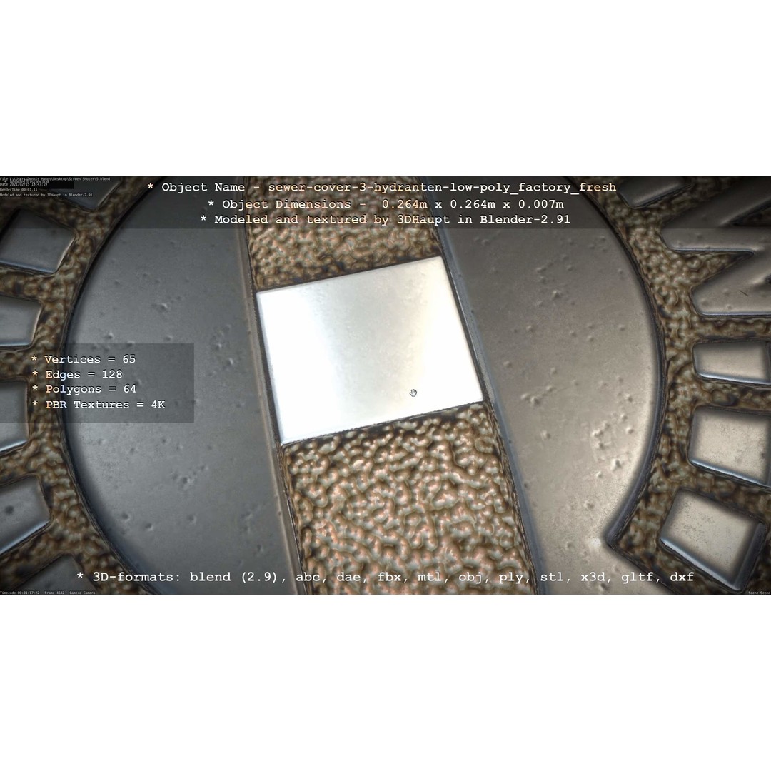 Sewer Cover 3 Hydrant 3D Model – Clean Low-Poly Asset, FBX, OBJ - View 71