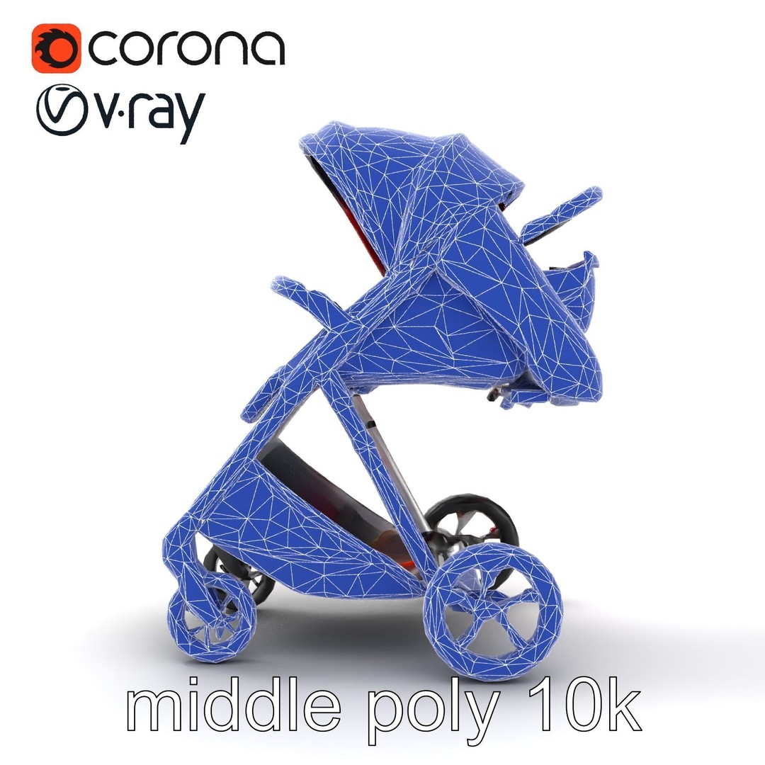 Sporty Stroller 3D Model – Low Poly Aerodynamic Design, FBX