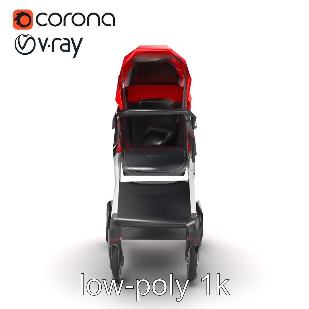 Sporty Stroller 3D Model – Low Poly Aerodynamic Design, FBX - View 17