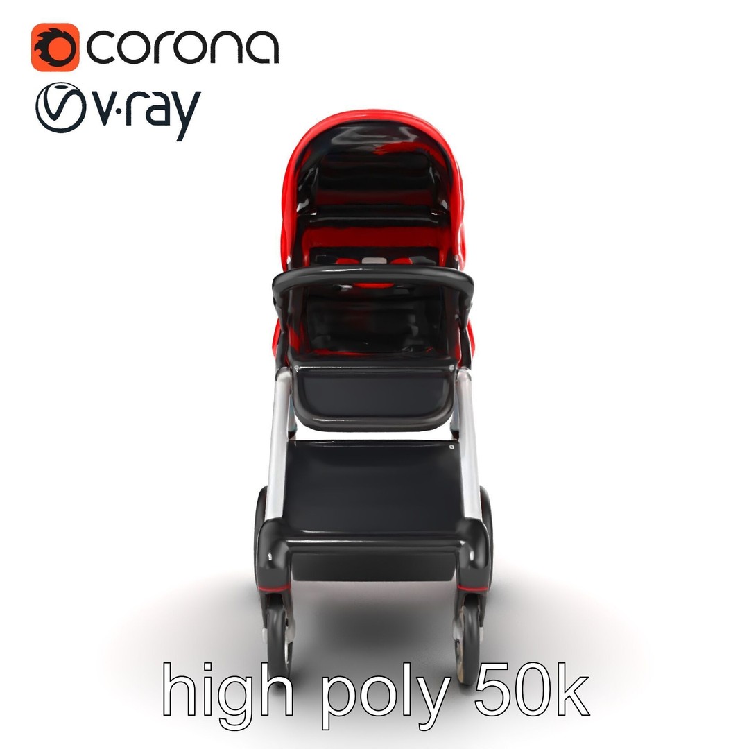 Sporty Stroller 3D Model – Low Poly Aerodynamic Design, FBX - View 19