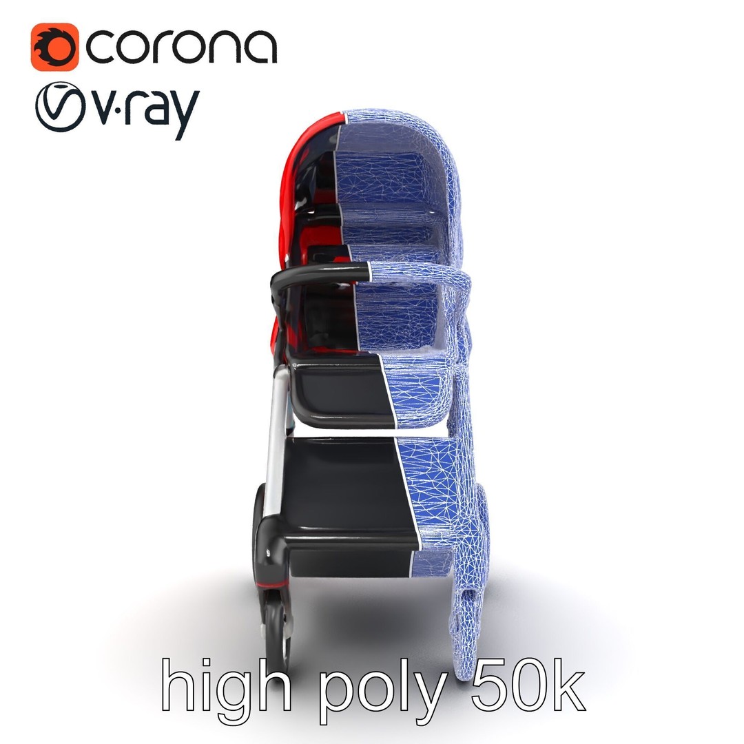 Sporty Stroller 3D Model – Low Poly Aerodynamic Design, FBX - View 20