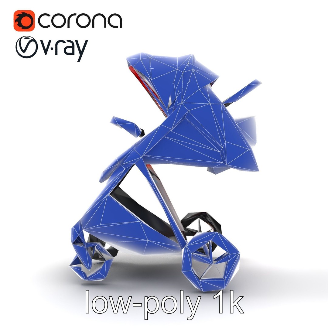 Sporty Stroller 3D Model – Low Poly Aerodynamic Design, FBX - View 21