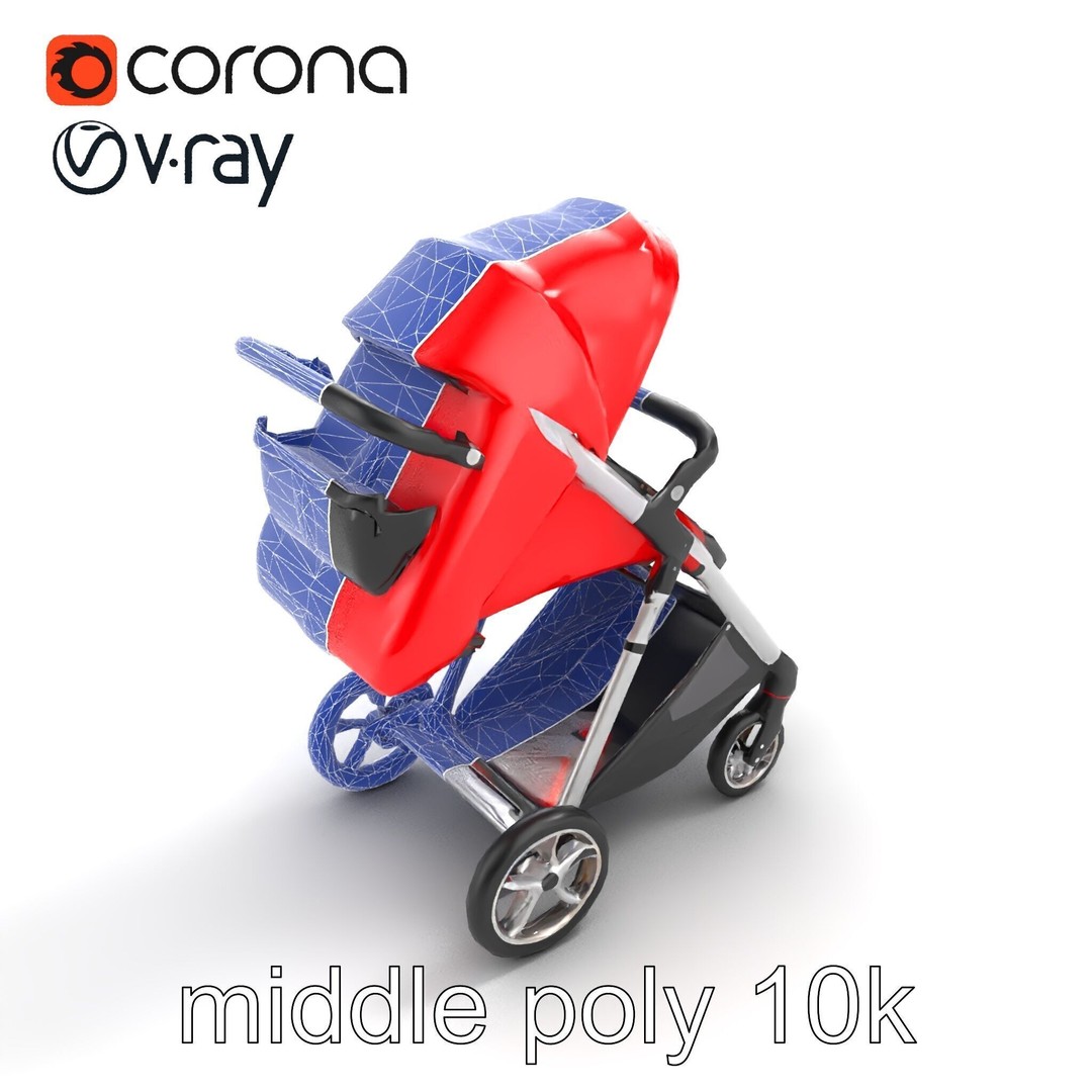 Sporty Stroller 3D Model – Low Poly Aerodynamic Design, FBX - View 22