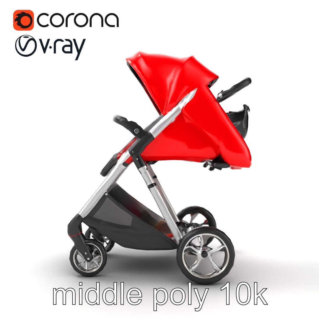 Sporty Stroller 3D Model – Low Poly Aerodynamic Design, FBX - View 23