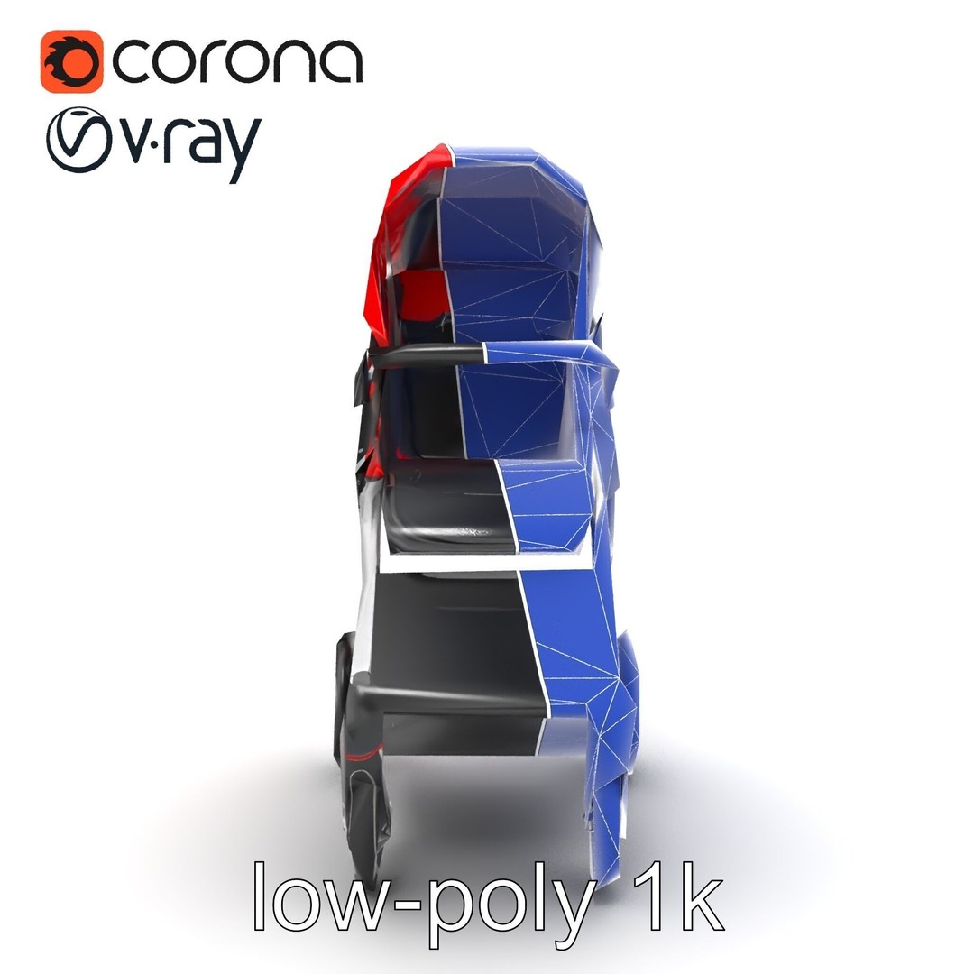 Sporty Stroller 3D Model – Low Poly Aerodynamic Design, FBX - View 24