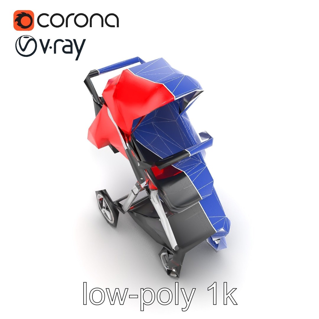 Sporty Stroller 3D Model – Low Poly Aerodynamic Design, FBX - View 26