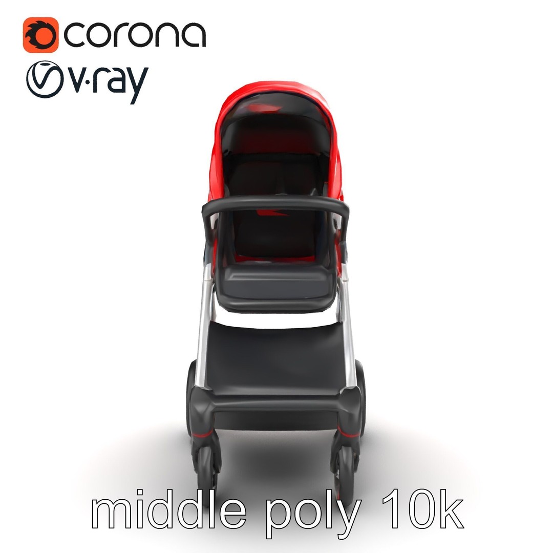 Sporty Stroller 3D Model – Low Poly Aerodynamic Design, FBX - View 27