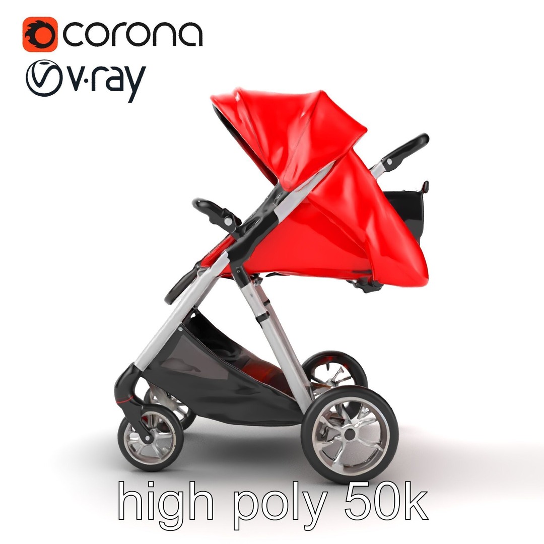 Sporty Stroller 3D Model – Low Poly Aerodynamic Design, FBX - View 28
