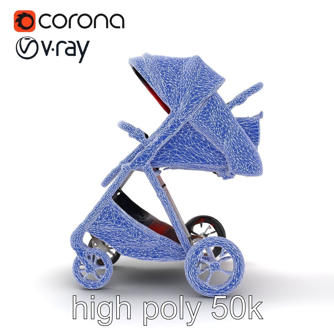 Sporty Stroller 3D Model – Low Poly Aerodynamic Design, FBX - View 29