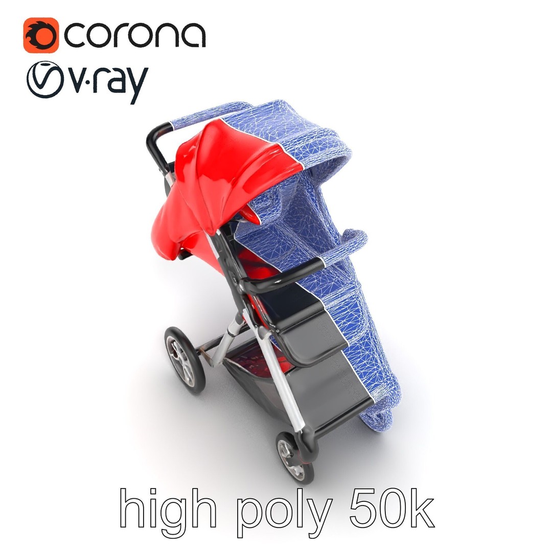 Sporty Stroller 3D Model – Low Poly Aerodynamic Design, FBX - View 30