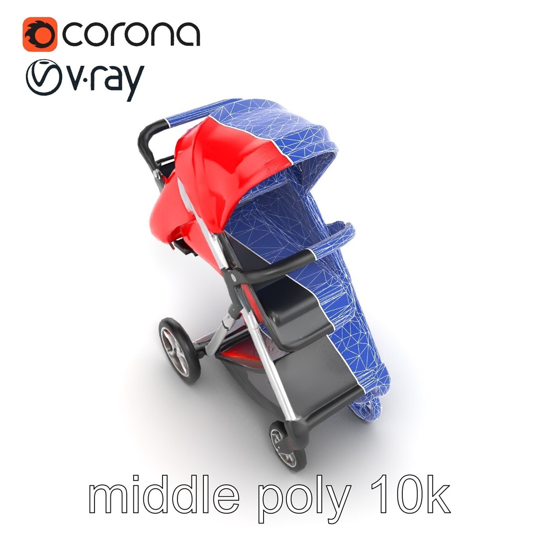 Sporty Stroller 3D Model – Low Poly Aerodynamic Design, FBX - View 31