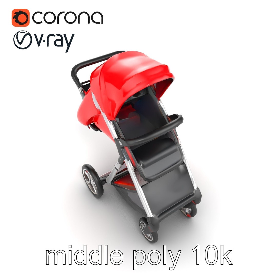 Sporty Stroller 3D Model – Low Poly Aerodynamic Design, FBX - View 32
