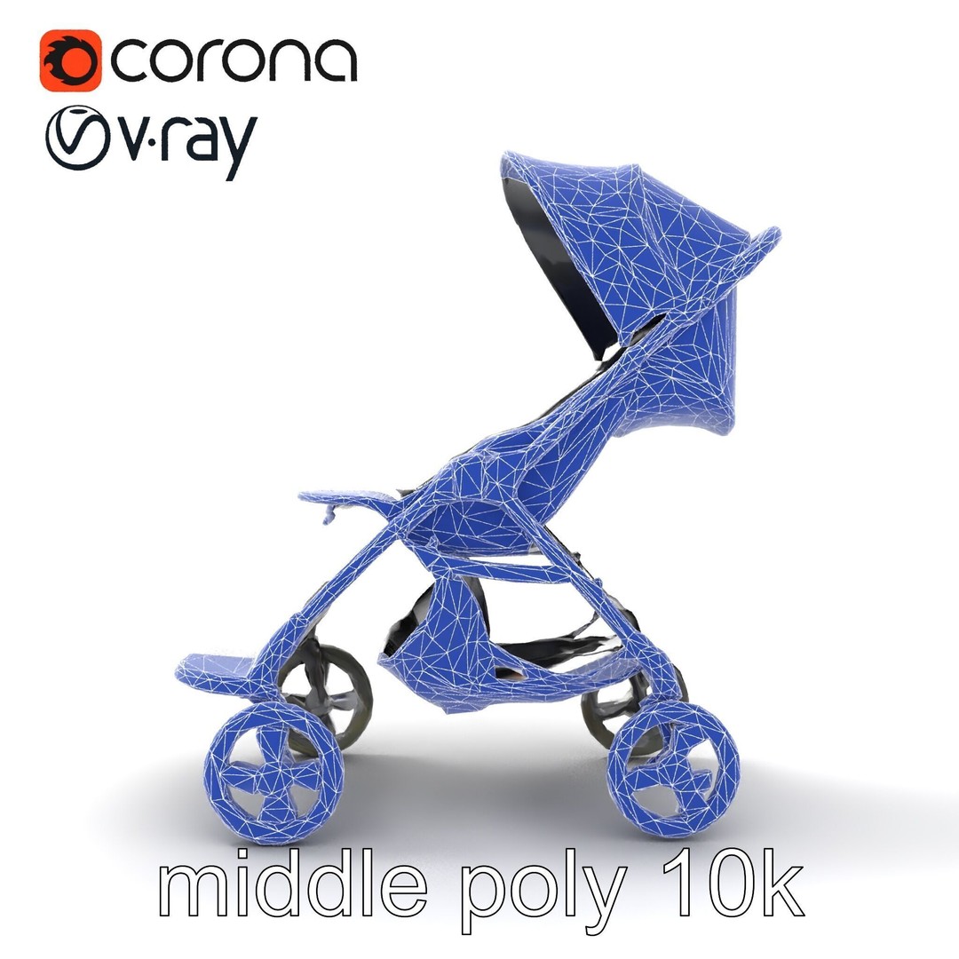 Umbrella Stroller 3D Model – Low Poly Ergonomic Design, FBX