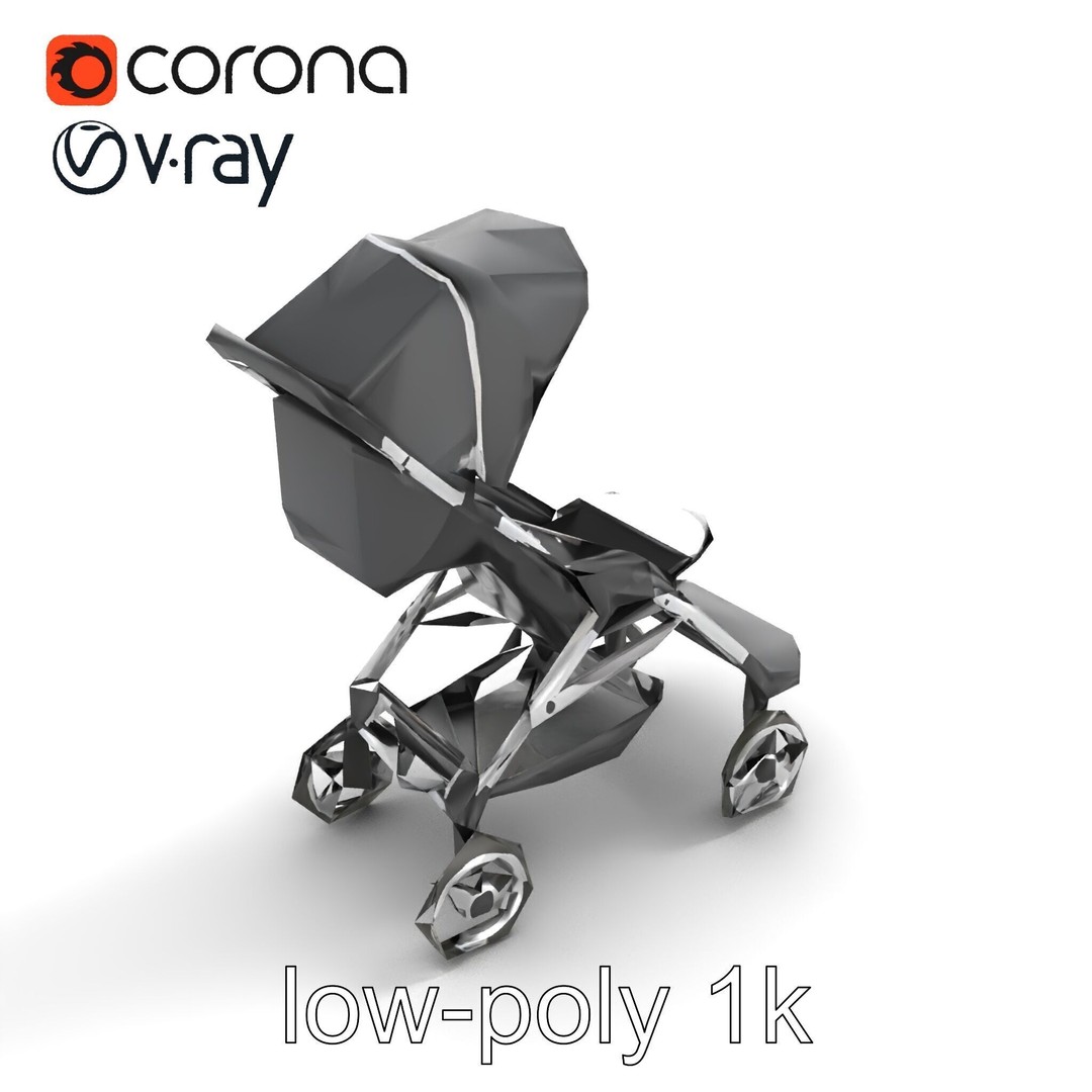 Umbrella Stroller 3D Model – Low Poly Ergonomic Design, FBX - View 10
