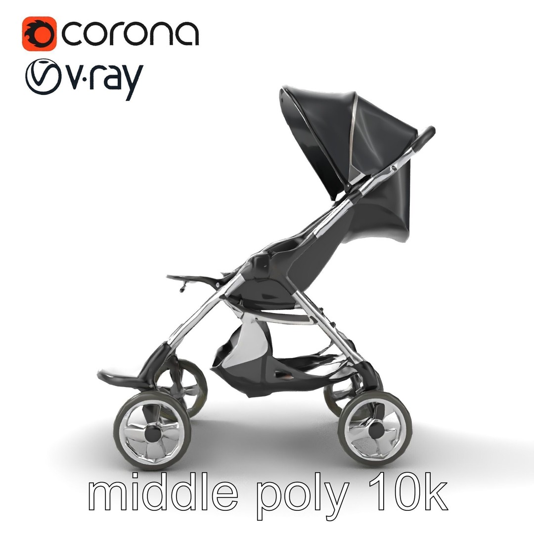 Umbrella Stroller 3D Model – Low Poly Ergonomic Design, FBX - View 15