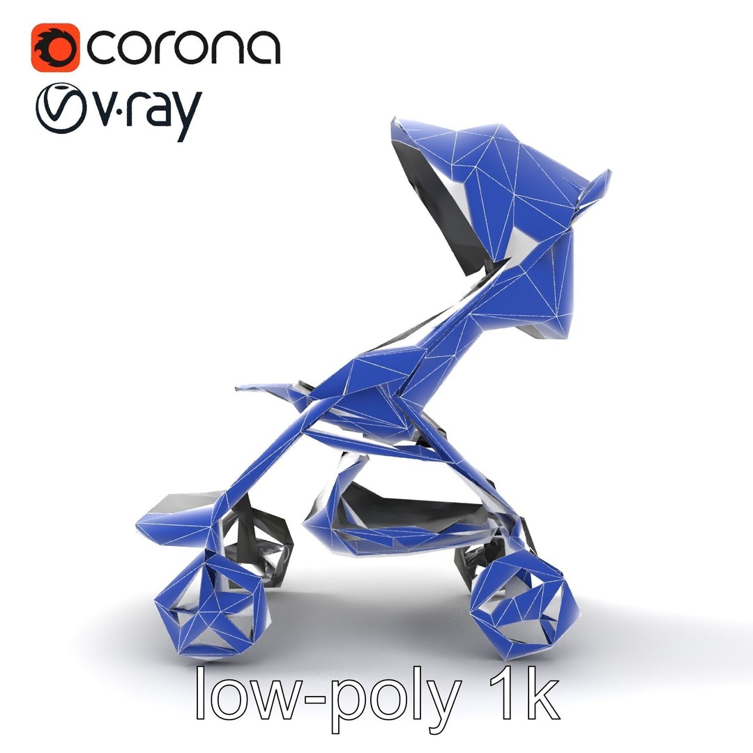 Umbrella Stroller 3D Model – Low Poly Ergonomic Design, FBX - View 16