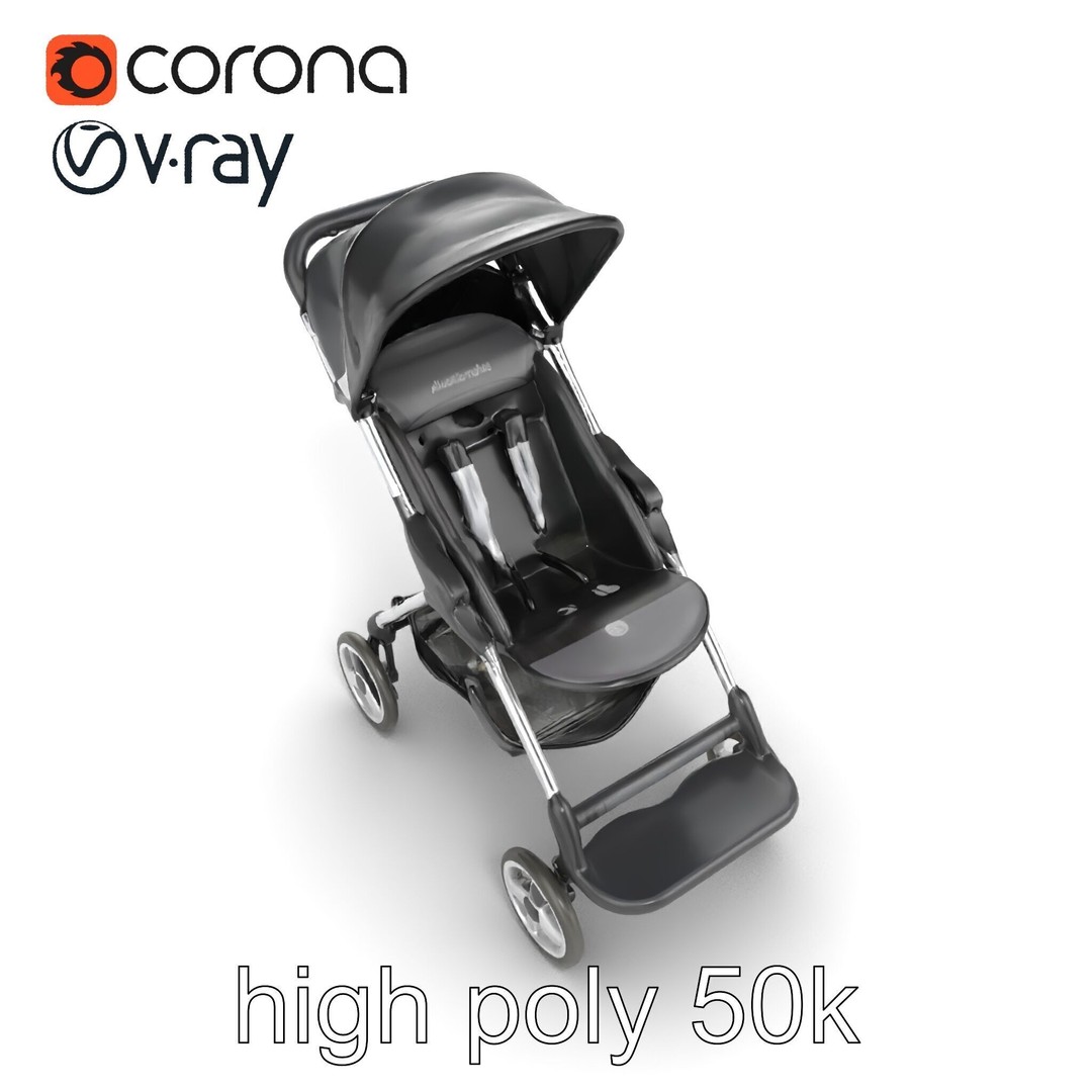 Umbrella Stroller 3D Model – Low Poly Ergonomic Design, FBX - View 17