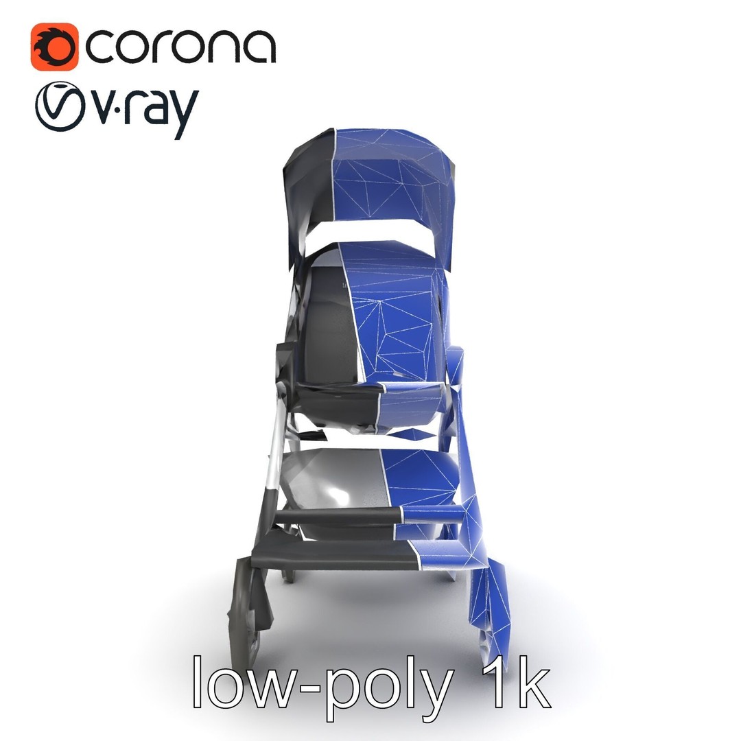 Umbrella Stroller 3D Model – Low Poly Ergonomic Design, FBX - View 18