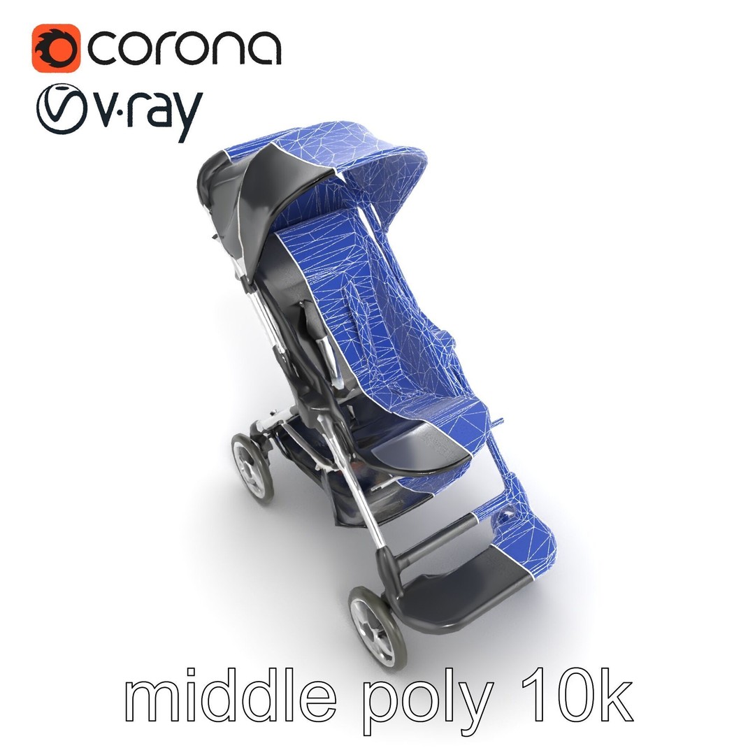 Umbrella Stroller 3D Model – Low Poly Ergonomic Design, FBX - View 19