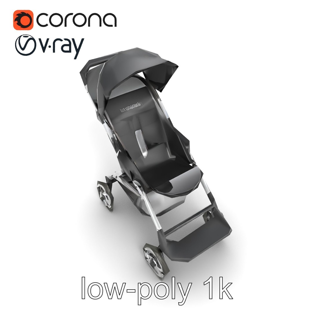 Umbrella Stroller 3D Model – Low Poly Ergonomic Design, FBX - View 20