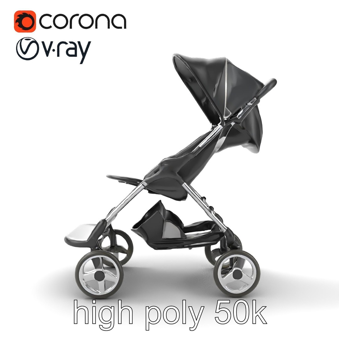 Umbrella Stroller 3D Model – Low Poly Ergonomic Design, FBX - View 21