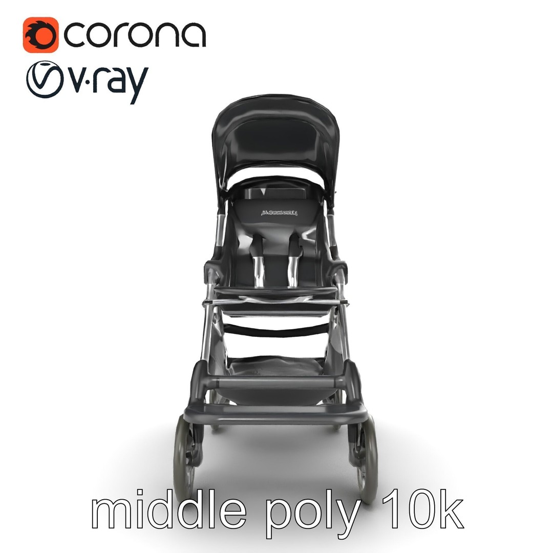 Umbrella Stroller 3D Model – Low Poly Ergonomic Design, FBX - View 23