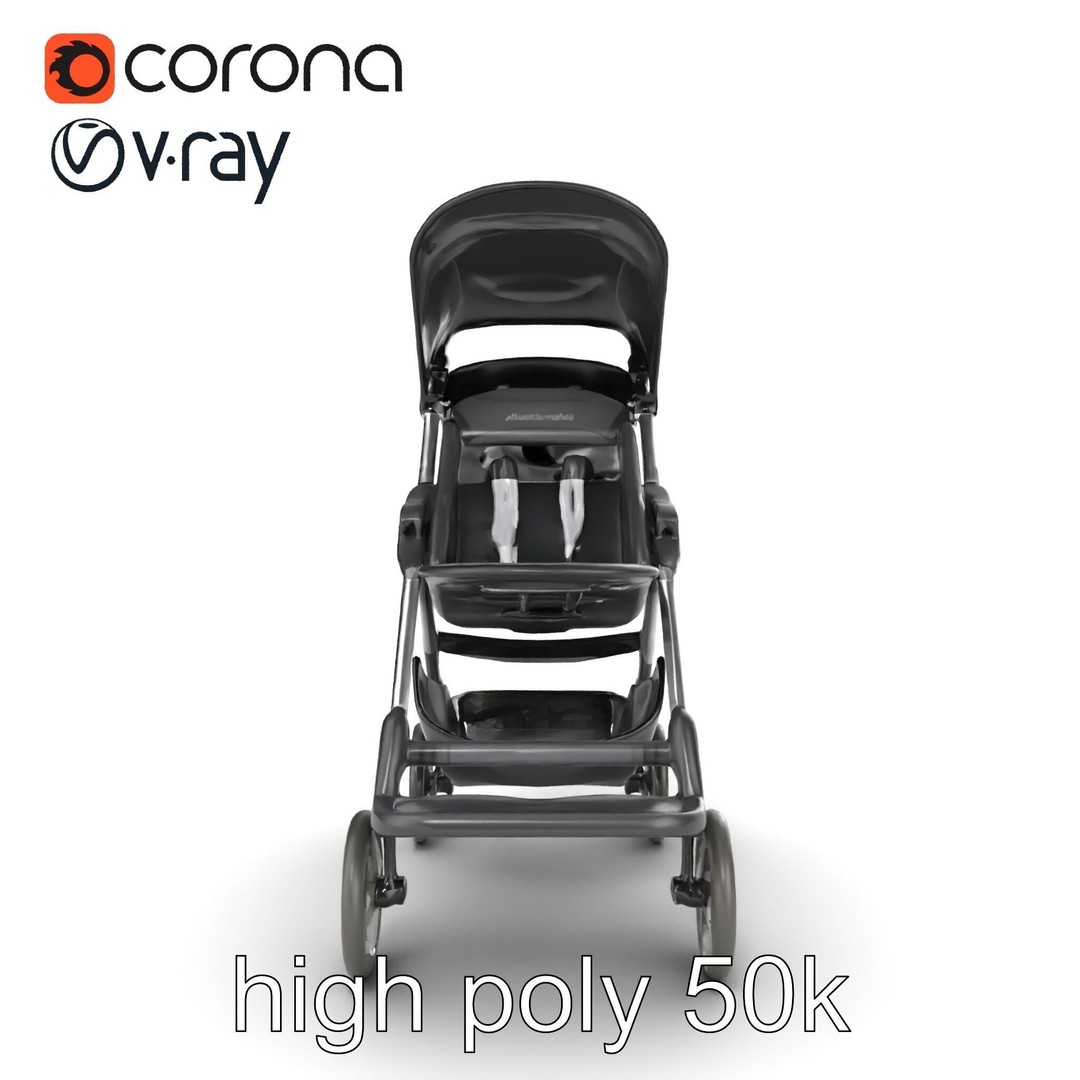 Umbrella Stroller 3D Model – Low Poly Ergonomic Design, FBX - View 24