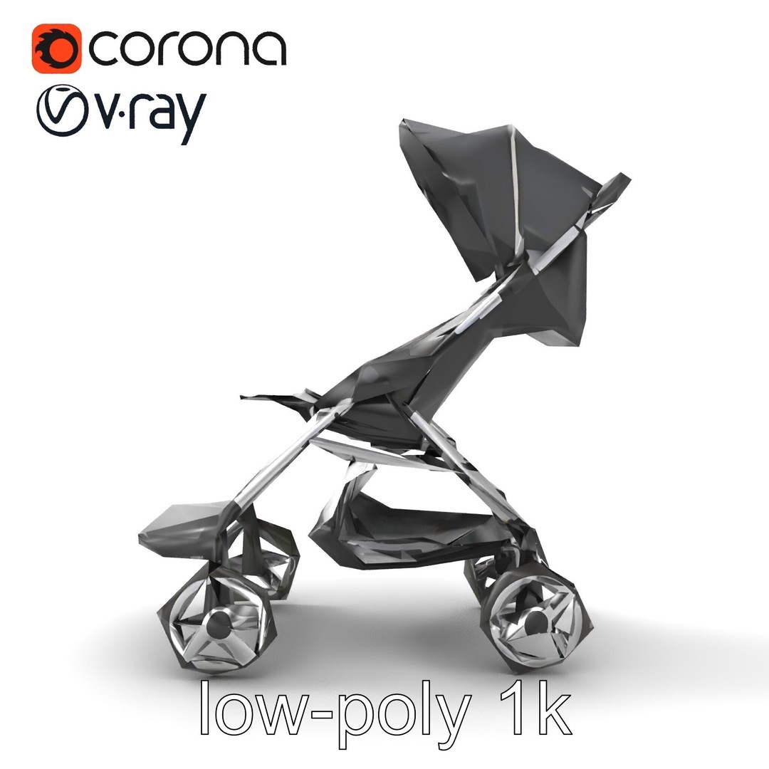 Umbrella Stroller 3D Model – Low Poly Ergonomic Design, FBX - View 25
