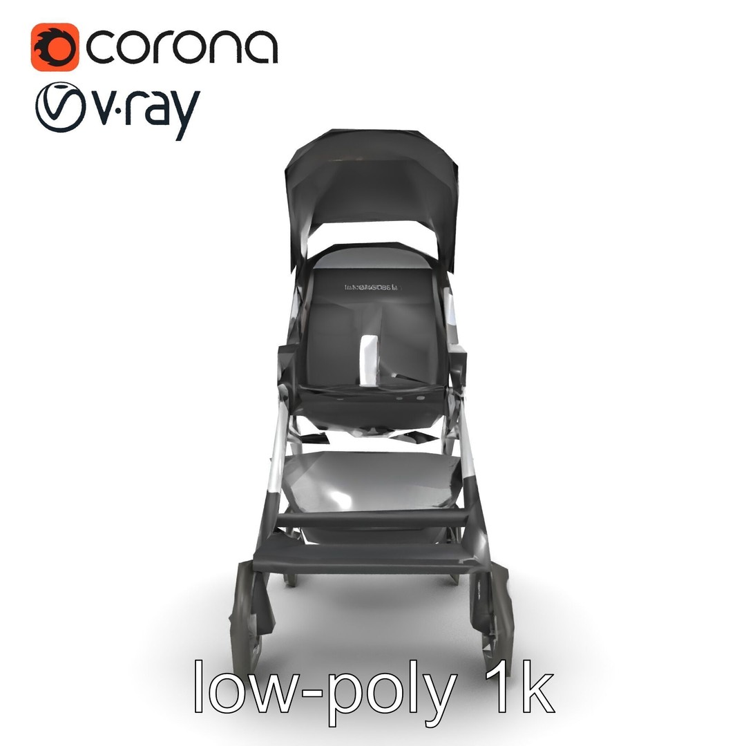 Umbrella Stroller 3D Model – Low Poly Ergonomic Design, FBX - View 26
