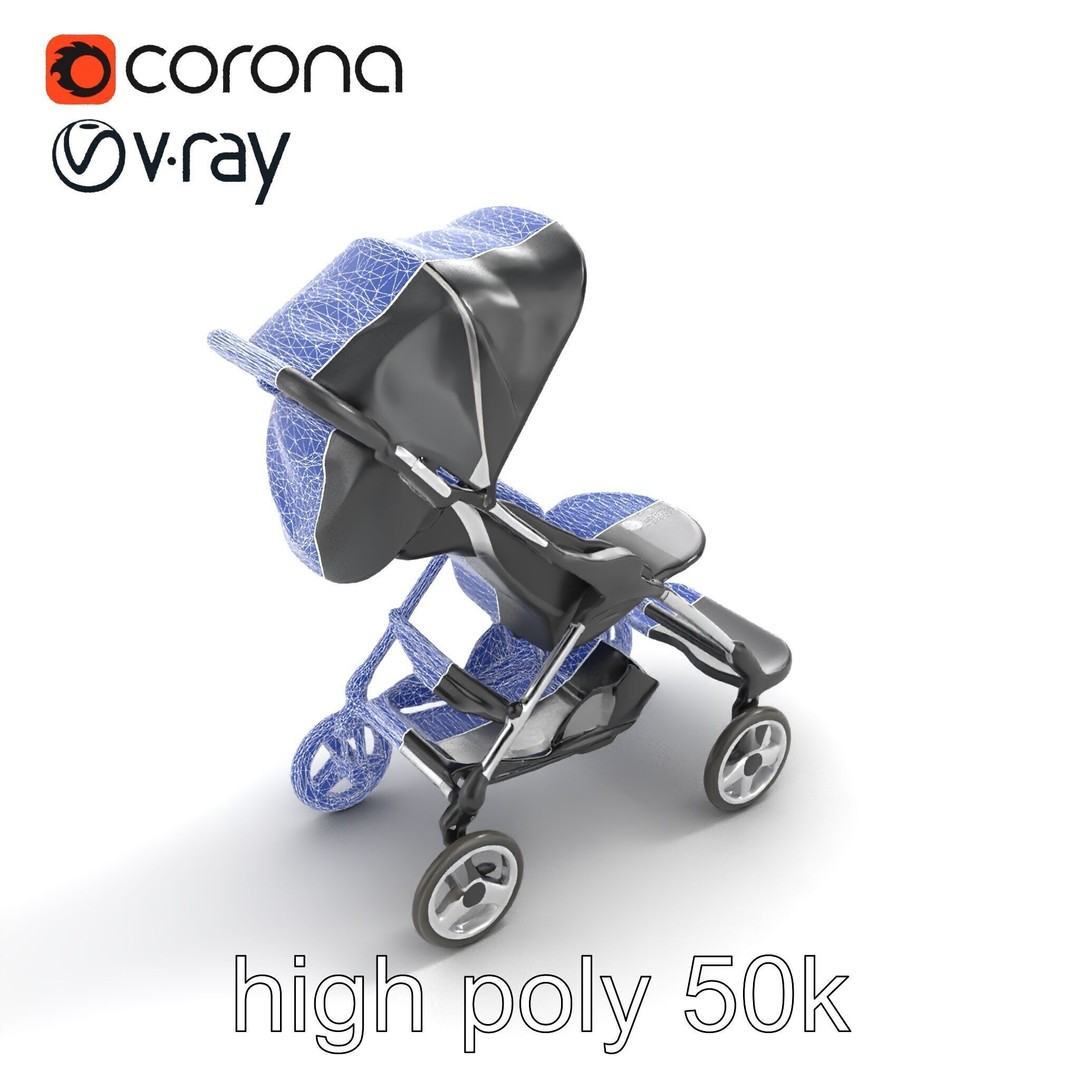 Umbrella Stroller 3D Model – Low Poly Ergonomic Design, FBX - View 27