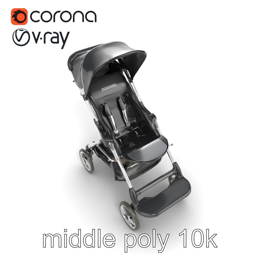 Umbrella Stroller 3D Model – Low Poly Ergonomic Design, FBX - View 29