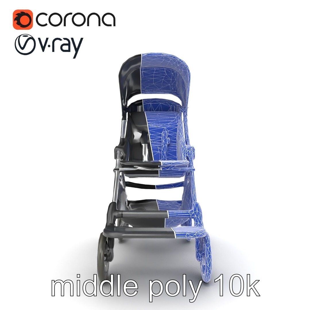 Umbrella Stroller 3D Model – Low Poly Ergonomic Design, FBX - View 31