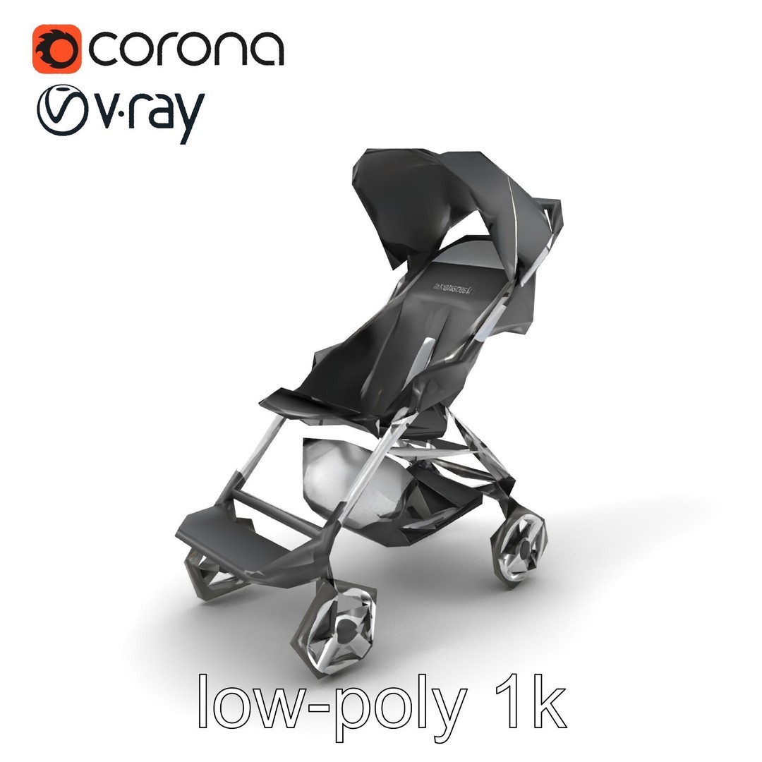 Umbrella Stroller 3D Model – Low Poly Ergonomic Design, FBX - View 6