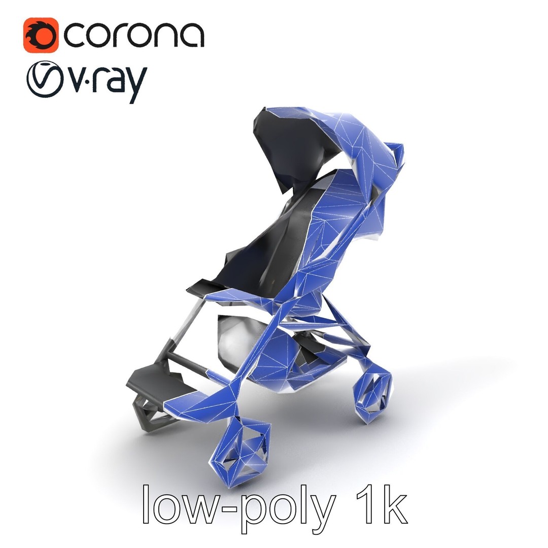 Umbrella Stroller 3D Model – Low Poly Ergonomic Design, FBX - View 8