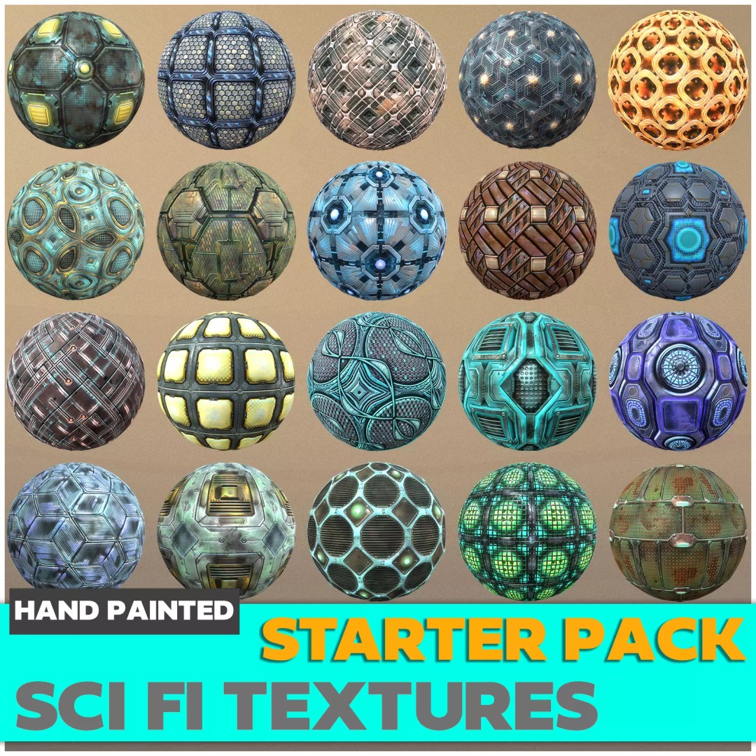 Sci-fi Textures 3D Model – Hand Painted PBR Textures, PNG - View 2