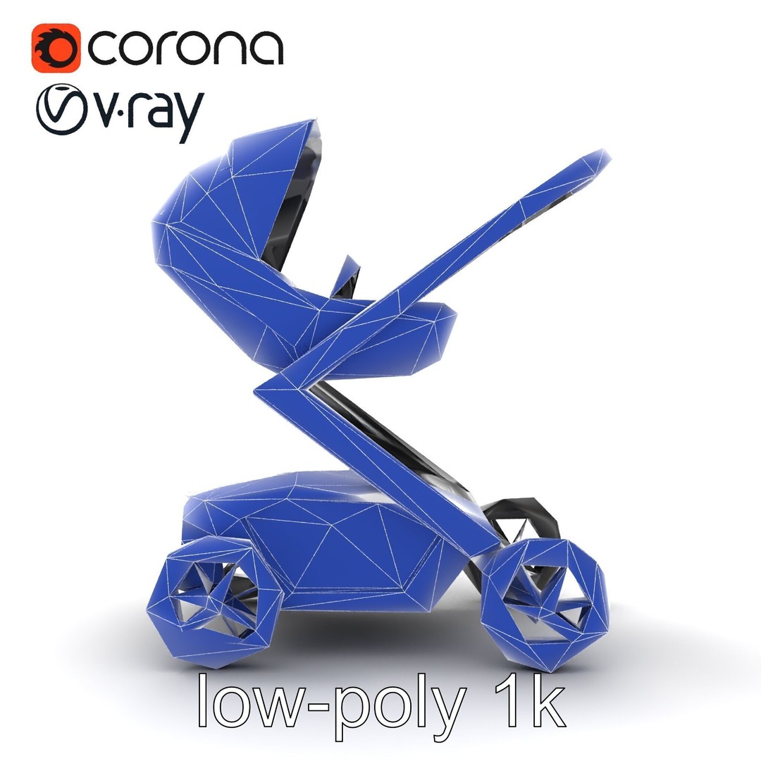 Futuristic Smart Stroller 3D Model – Low Poly PBR Game Asset, FBX